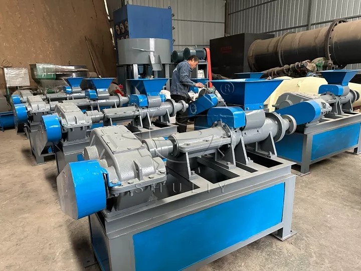 charcoal briquette machine in factory