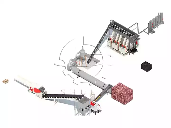 Ligne de production de machines de fabrication de briquettes de sciure de bois