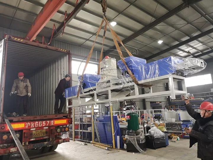 site d'emballage de machine à blocs de palettes en bois